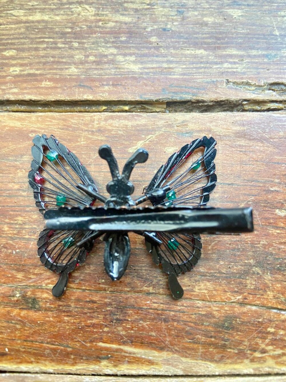 Vintage Red and Green Butterfly Hair Clip - Picture 5 of 5